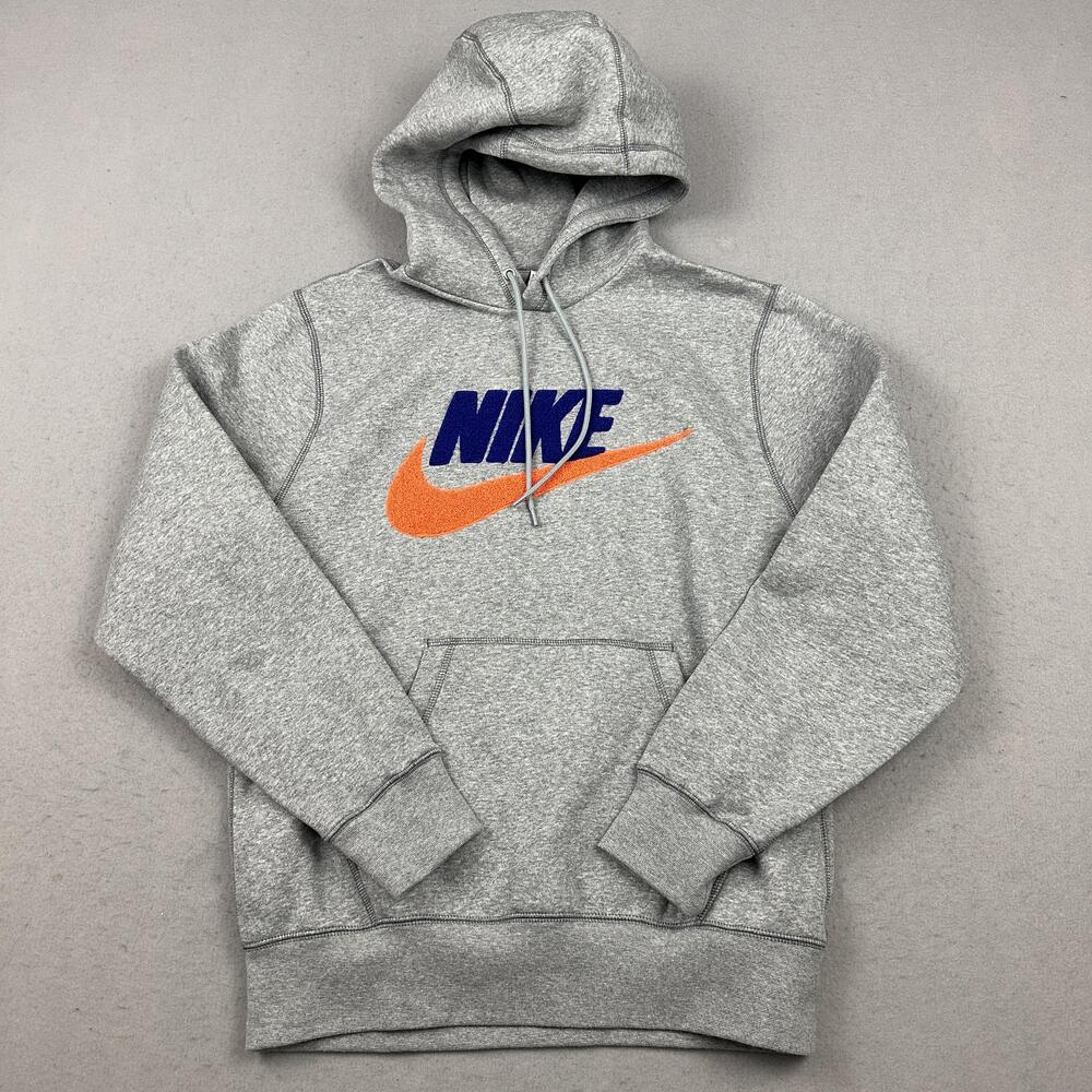 Nike Hoodie Men Small Gray Pullover Fleece Kangaroo Pocket Logo FN3104-063 S